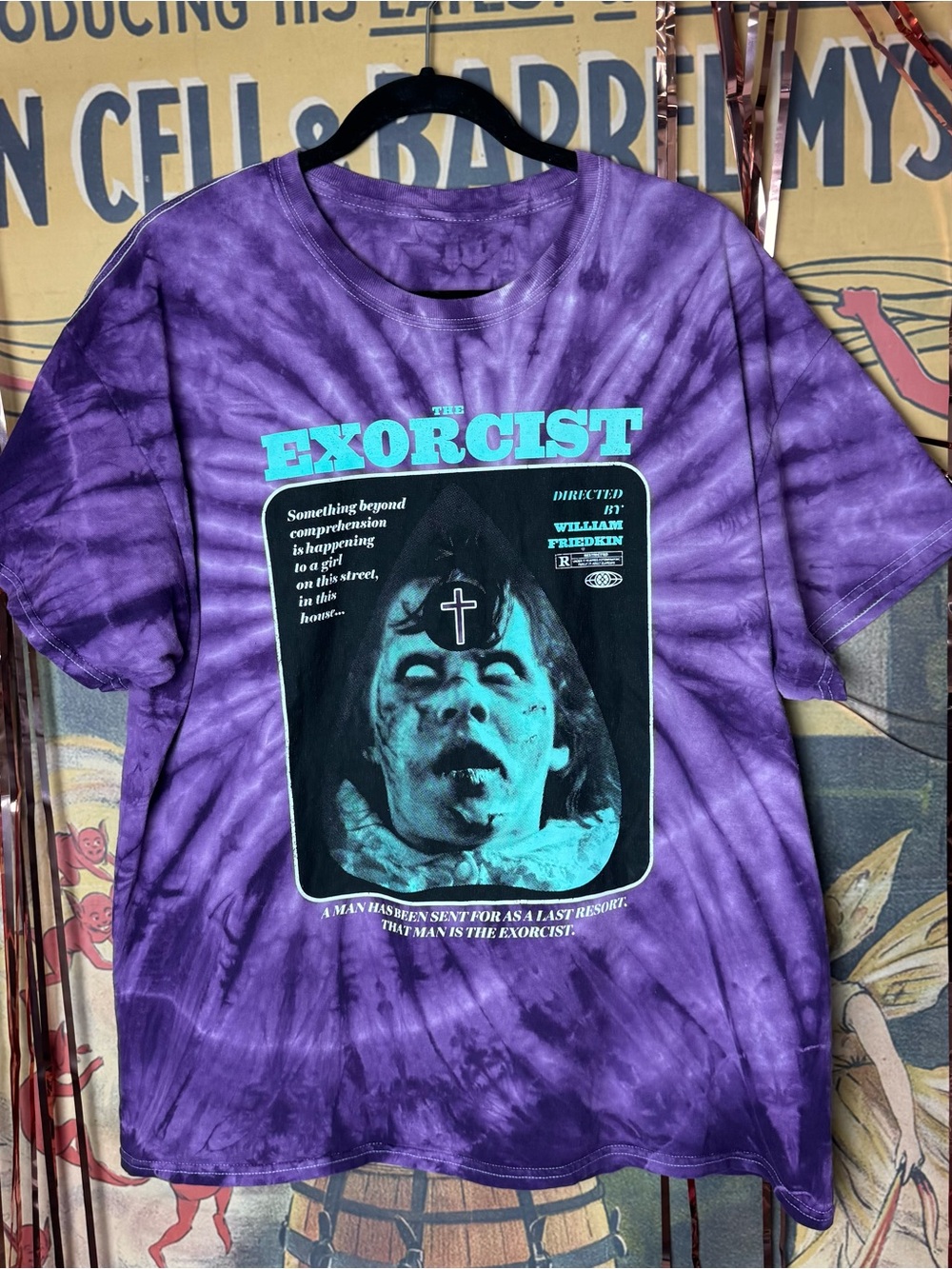 The Exorcist Graphic Purple Tie-Dye Studio House T-Shirt